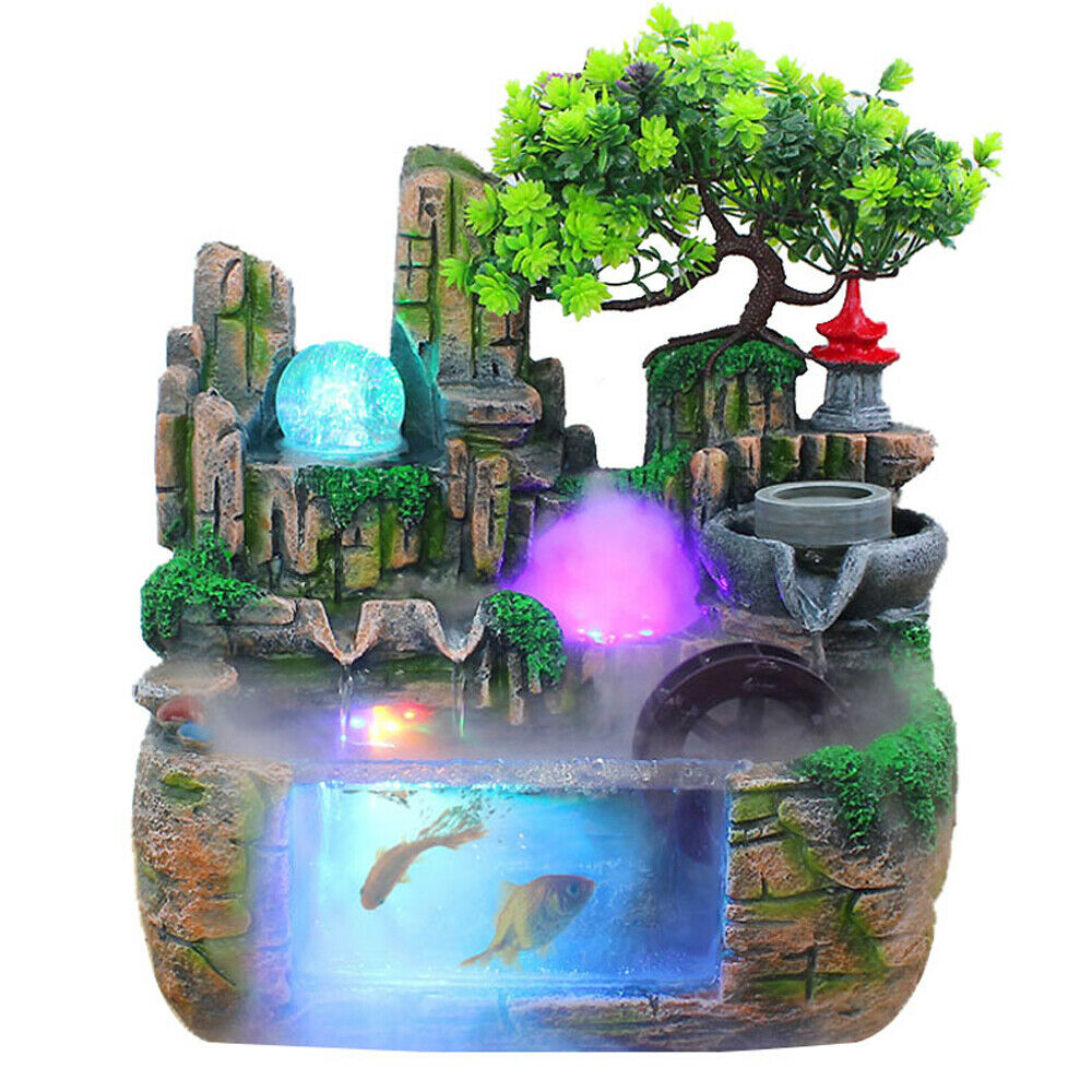 Indoor Rockery Fountain With Fogger Water Sound Decorat Tabletop ...