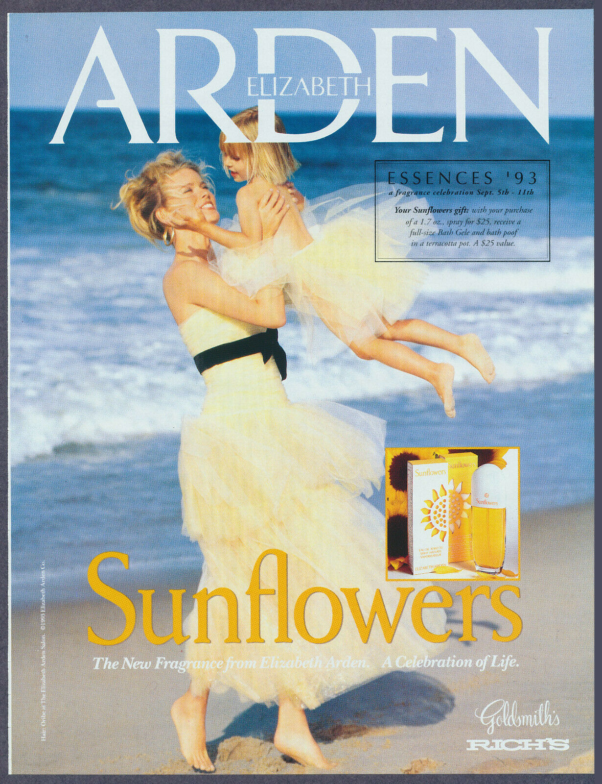 Sunflowers Fragrance Perfume Elizabeth Arden Vintage Magazine Print Ad 1993