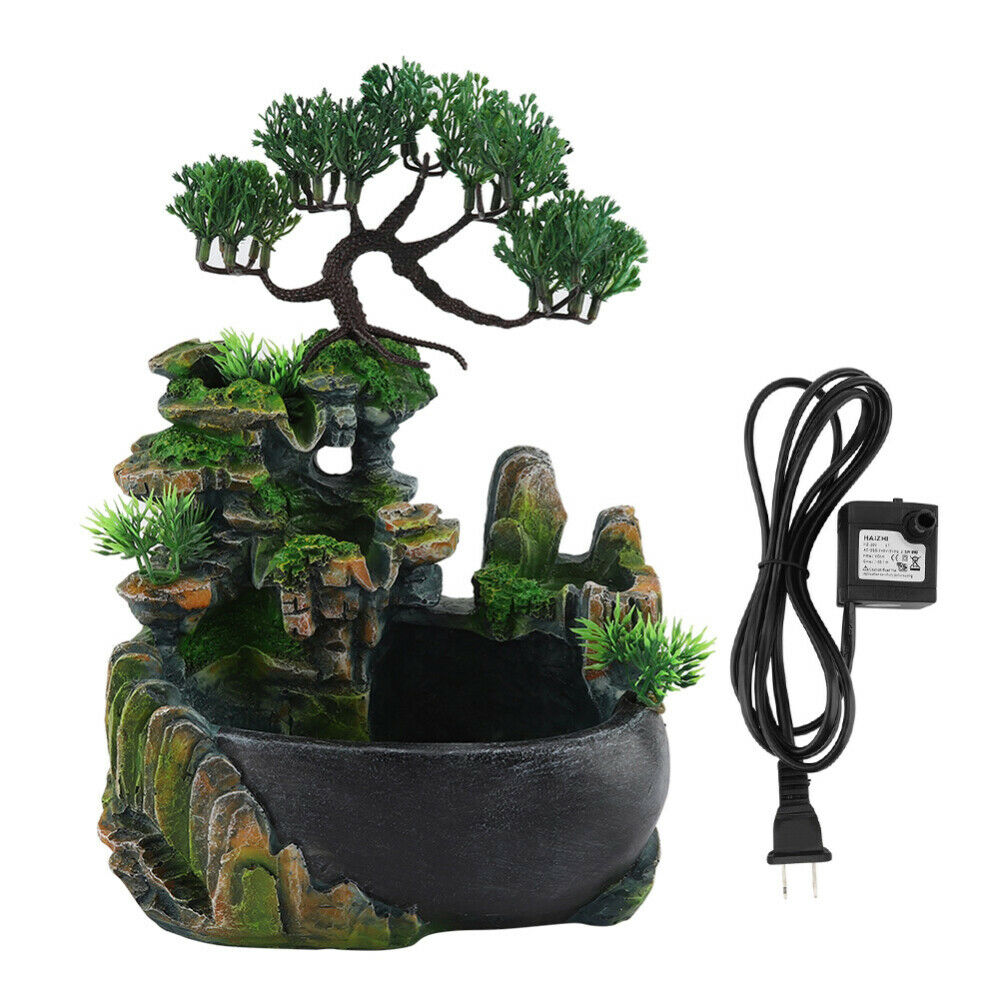 Resin Waterfall Desktop Miniature Rockery Fountain Zen Meditation ...