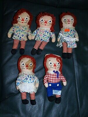 Large Lot Vintage Raggedy Ann & Andy Dolls + Toddler Sleeping Bag