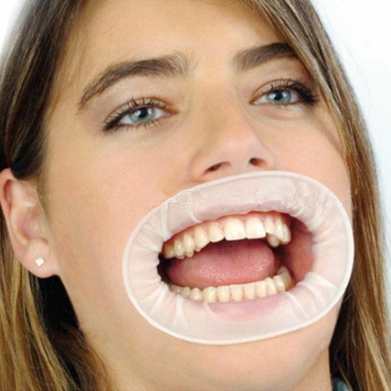 10 Pcs Dental Disposable Mouth Gag White Soft Sterile Rubber Dam Cheek Retractor